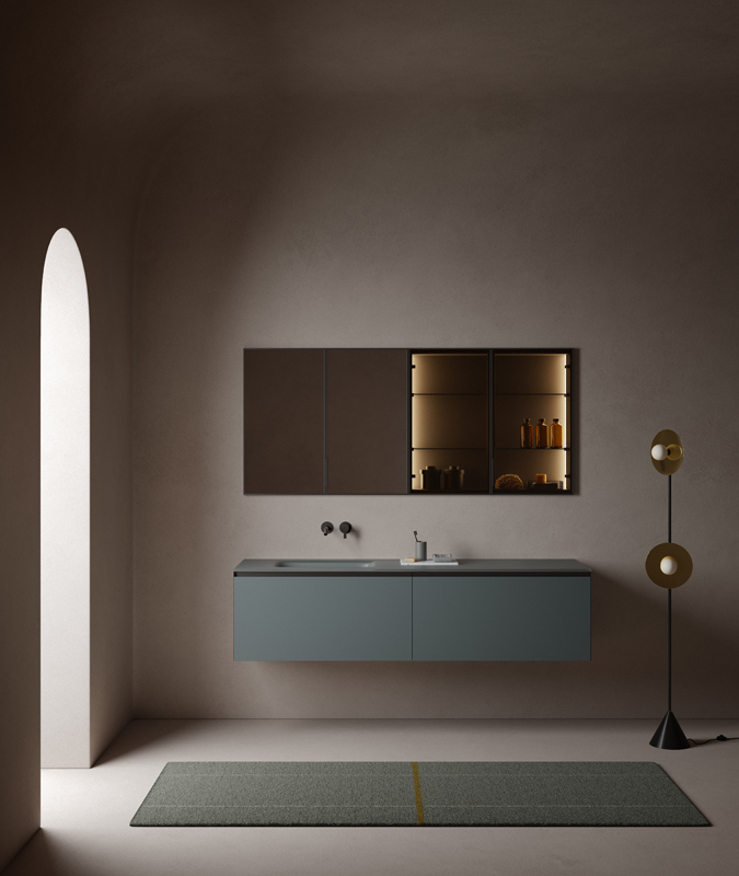 Strato Recessed Metallic Black Profile Cabinets Inbani