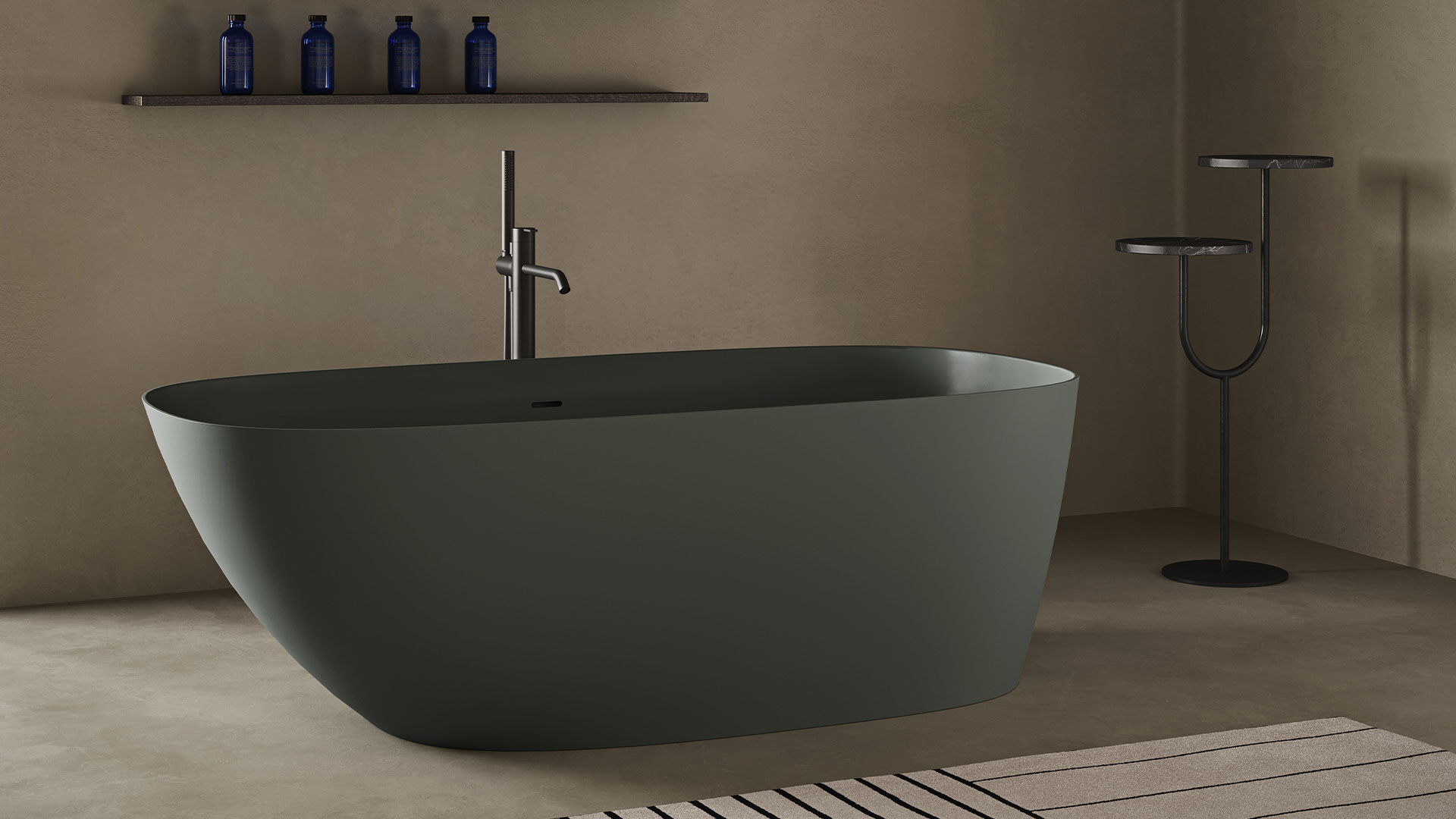 Minimalist Forma freestanding bathtub in UHS Colour Coating Steel 189
