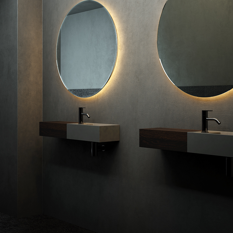 Facett minimal collection washbasins and mirrors Inbani