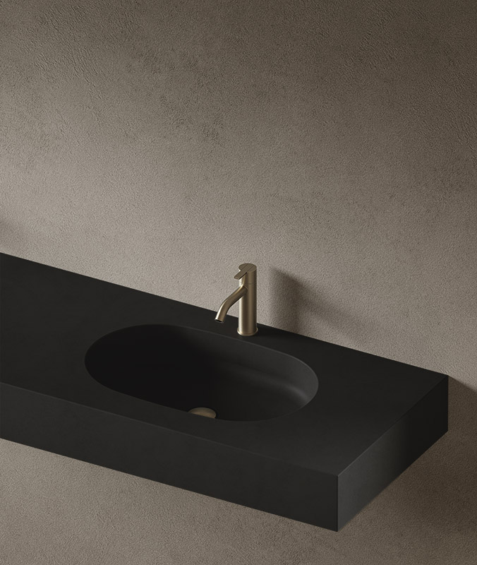 Gito top with integrated washbasin uhs colour coating negro 221