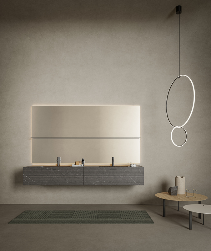 GT50 pietra grey marble top integrated washbasin
