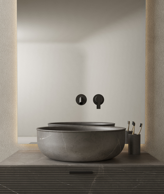 prime top mounted washbasin in pietra grey marble