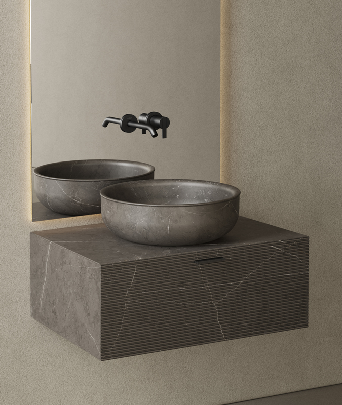 prime top mounted washbasin in pietra grey marble