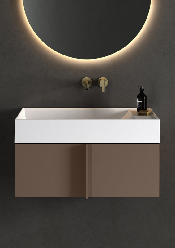 solidsurface top washbasin with furniture unit from paral collection