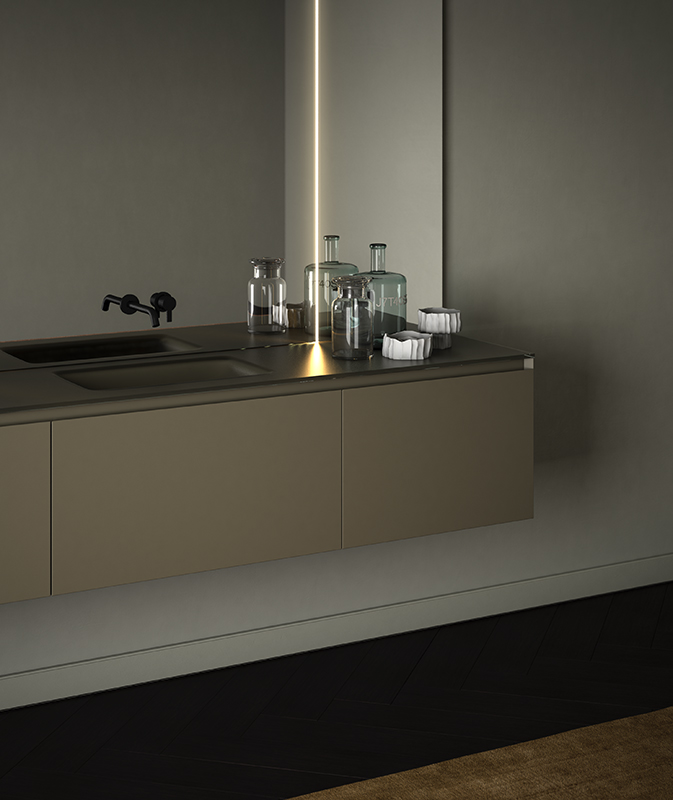 glass top with integrated washbasin from senio collection