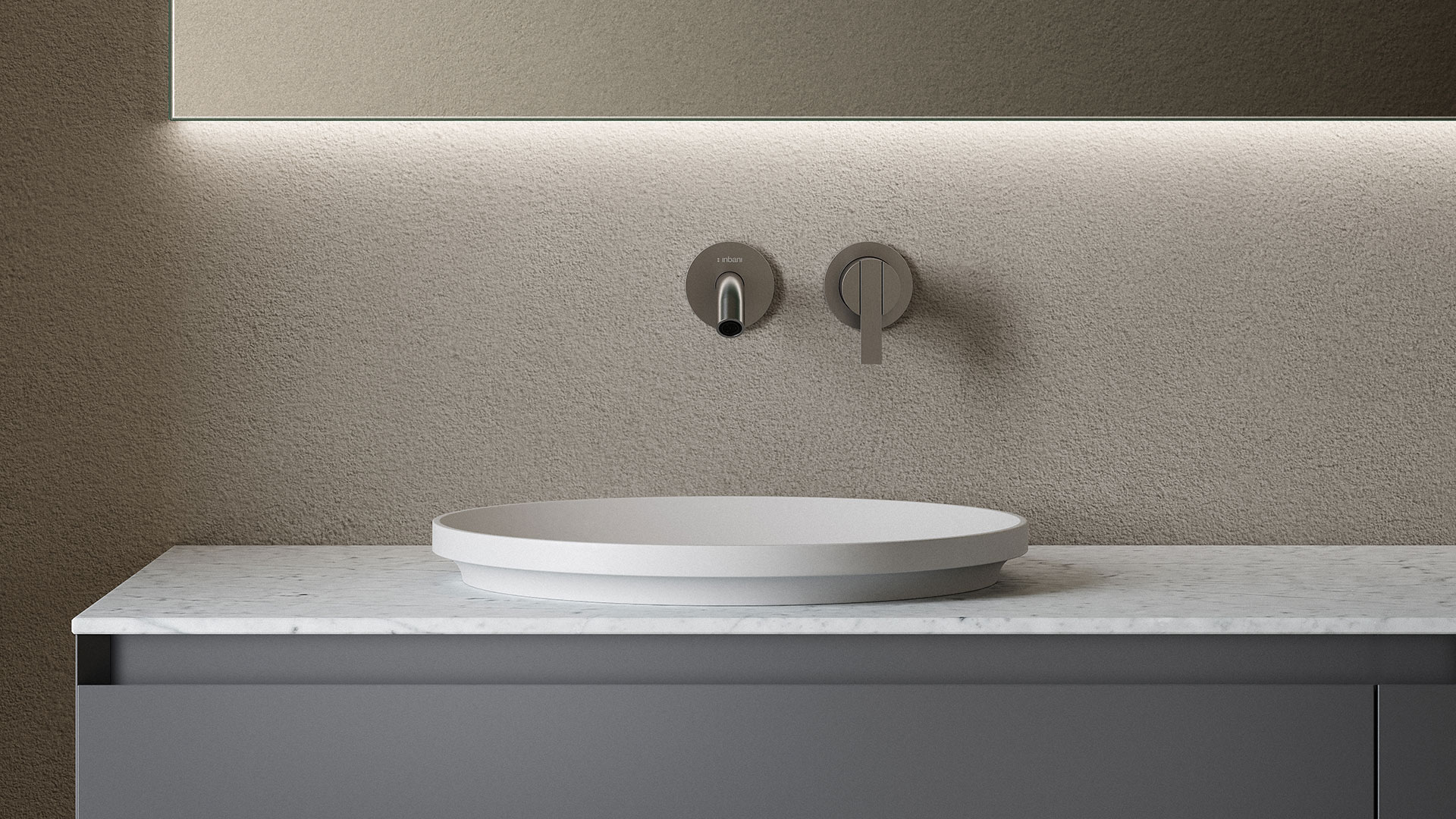white matt solidsurface semi-inset washbasin from arc collection