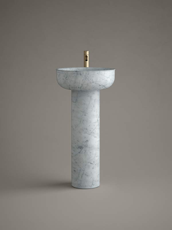 Prime freestanding washbasin in white carrara marble