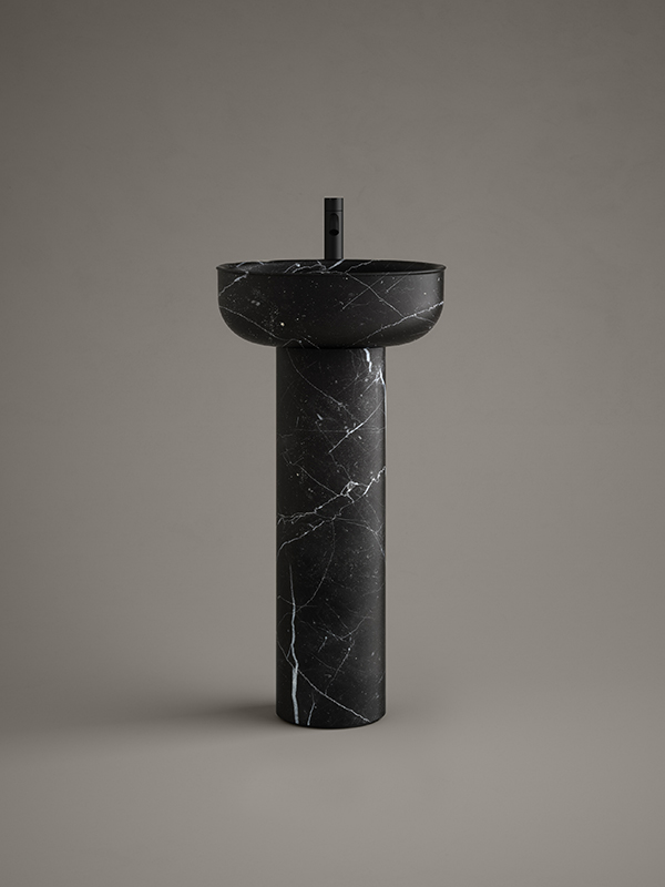 Prime freestanding washbasin in black marquina marble