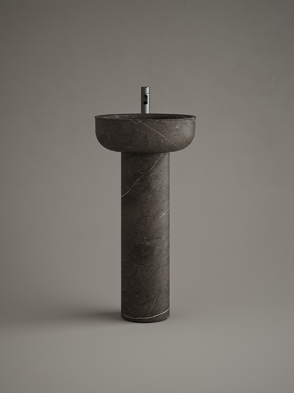 Prime freestanding washbasin in pietra grey marble