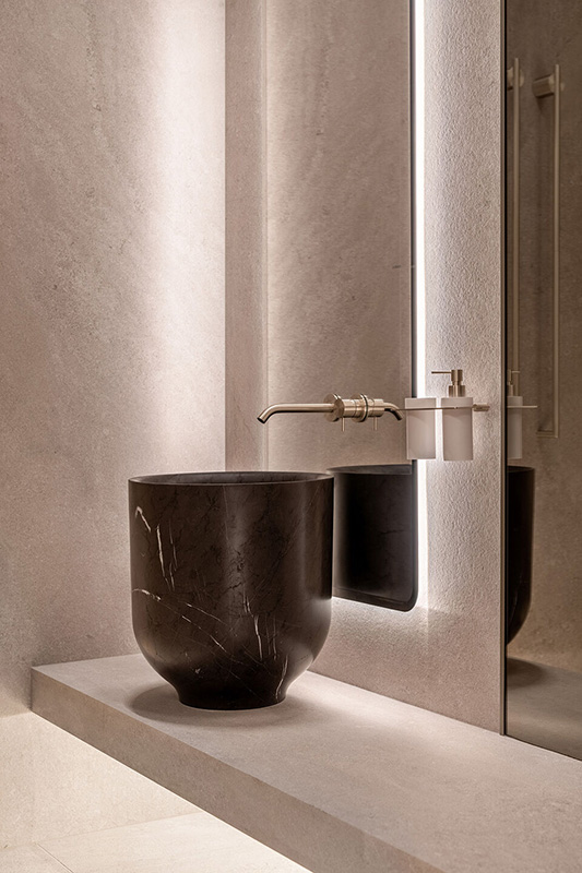 3L Residence project with origin marquina marble washbasins