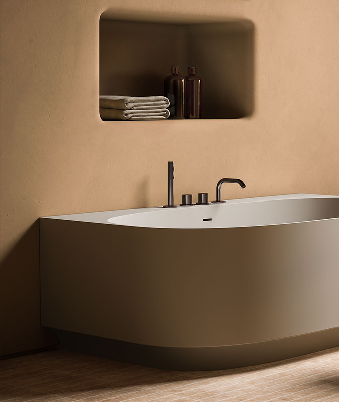 Arc160 wall mounted bathtub in UHS Colour Arena Grey 195